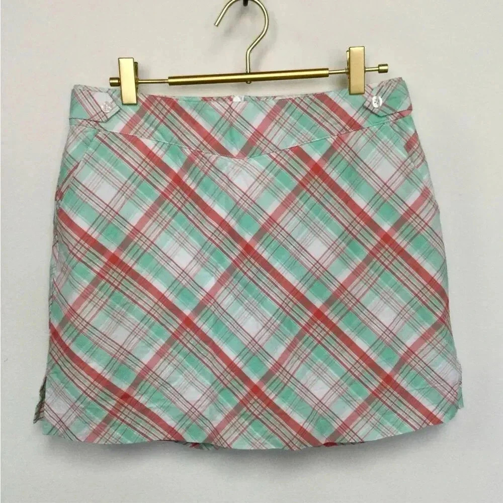 Lady Hagen Women Multi-Color Lined Pockets Flat Front Mini Golf Skort Size 6‎